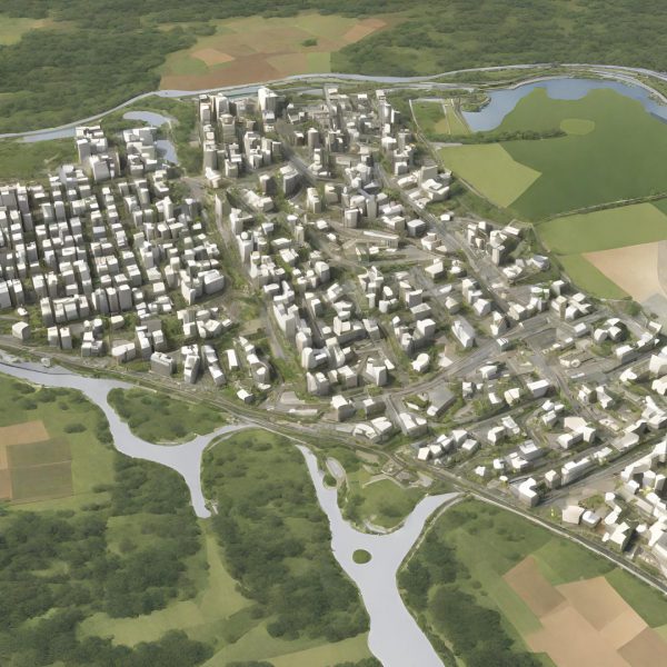 Wizualizacja fikcyjnej dzielnicy